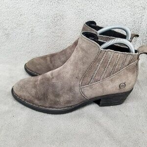 Born Shoes Womens Size 6 M Beebe Taupe Brown Suede Chelsea Ankle Booties F29422